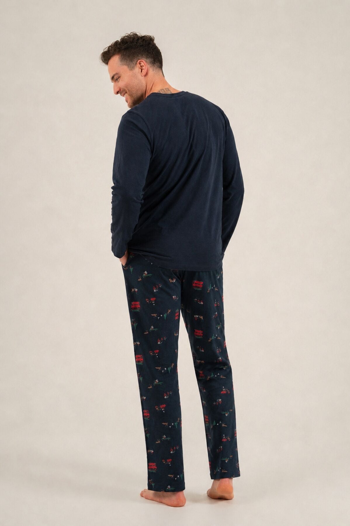 Rolypoly Let It Snow Baba Oğul Lacivert Uzun Kol Pijama Takım RP3939-A-V1