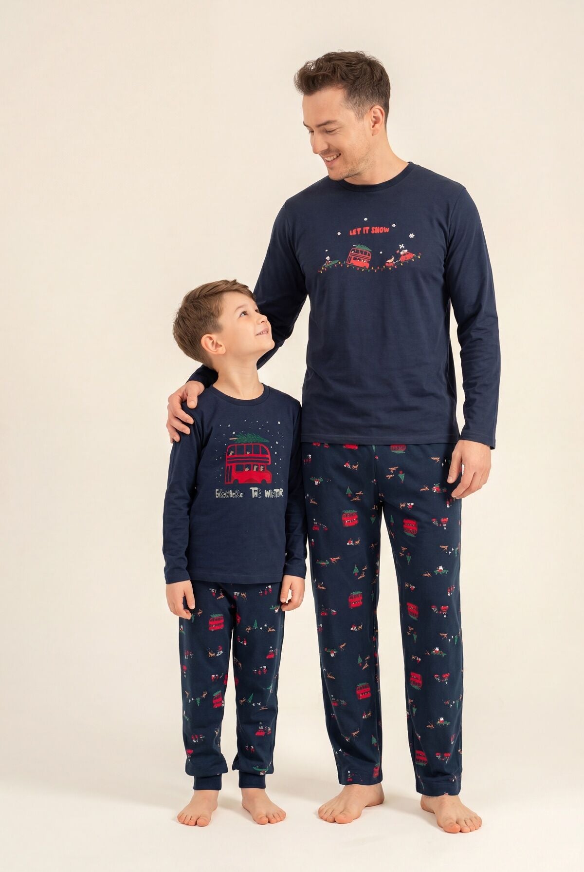Rolypoly Let It Snow Baba Oğul Lacivert Uzun Kol Pijama Takım RP3939-A-V1 Ürün ana görseli