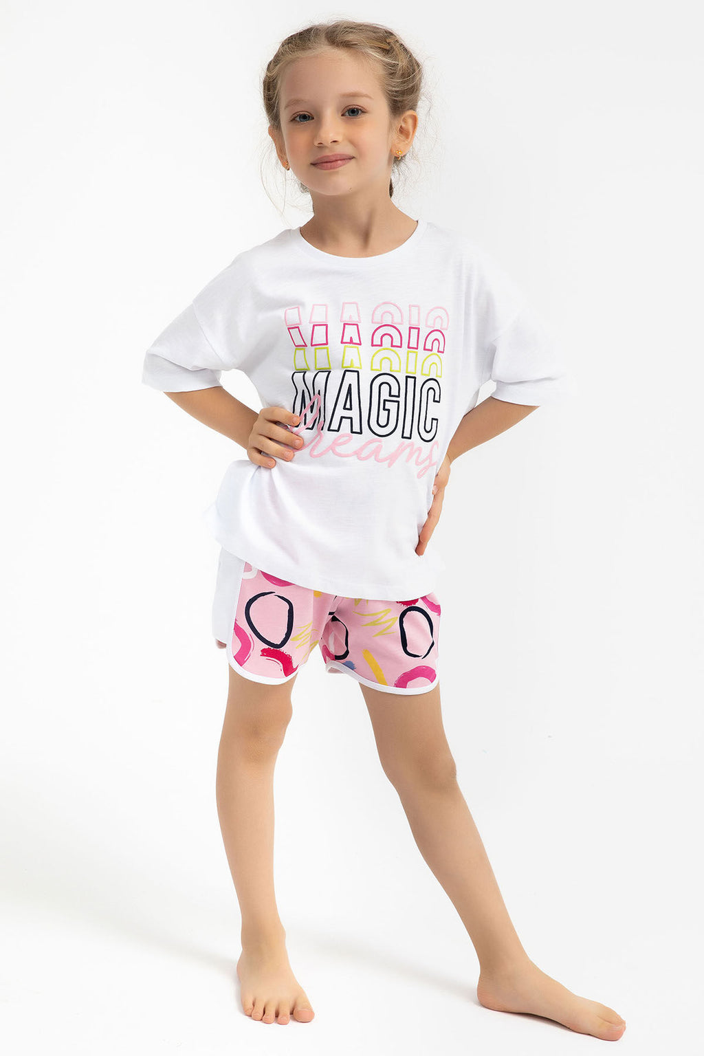 Magic Dream Beyaz Kız Çocuk Şort Takım