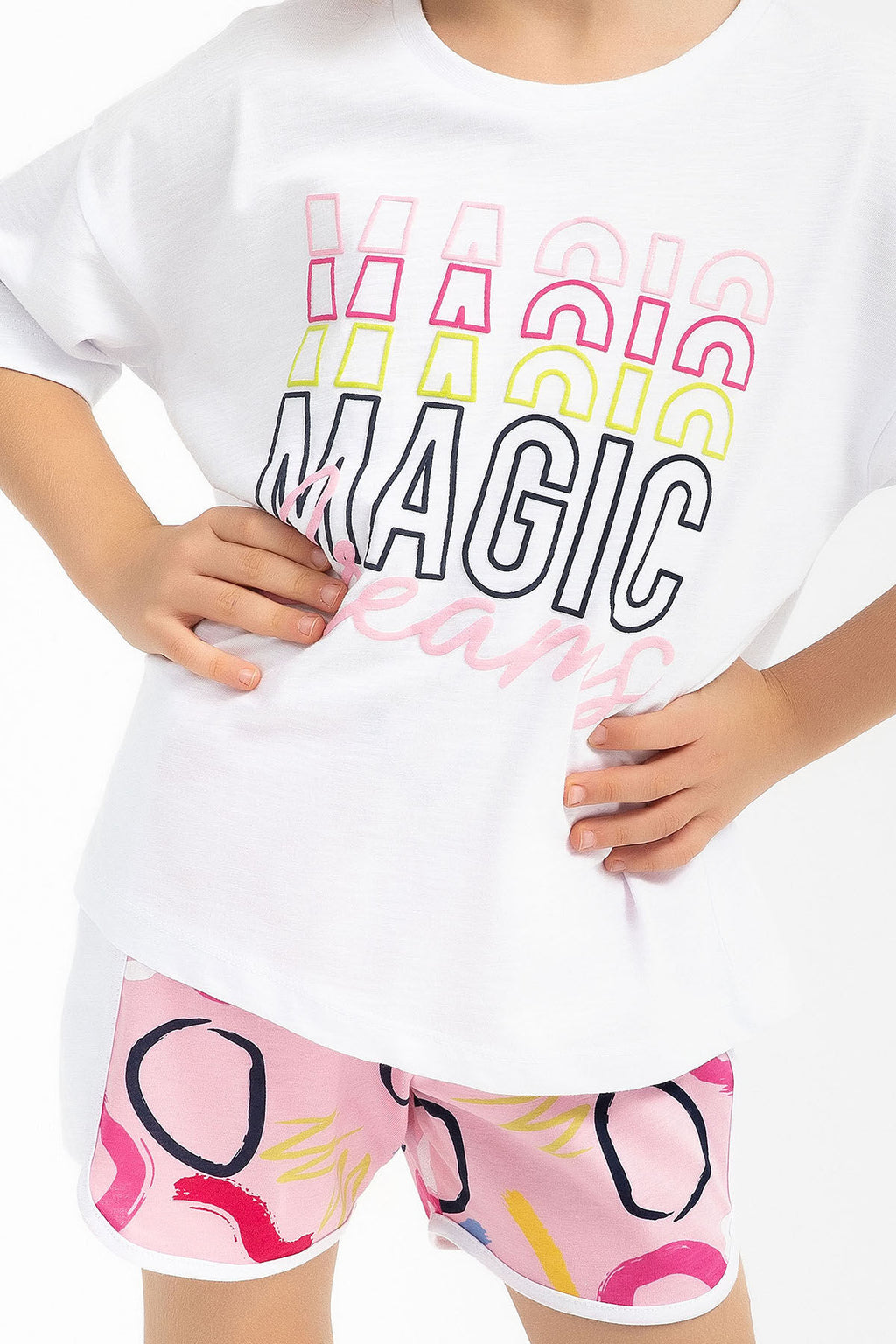 Magic Dream Beyaz Kız Çocuk Şort Takım