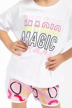 Magic Dream Beyaz Kız Çocuk Şort Takım