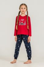 Rolypoly The Most Wonderful Time Anne Kız Kırmızı Uzun Kol Pijama Takım RP3936-A-V1