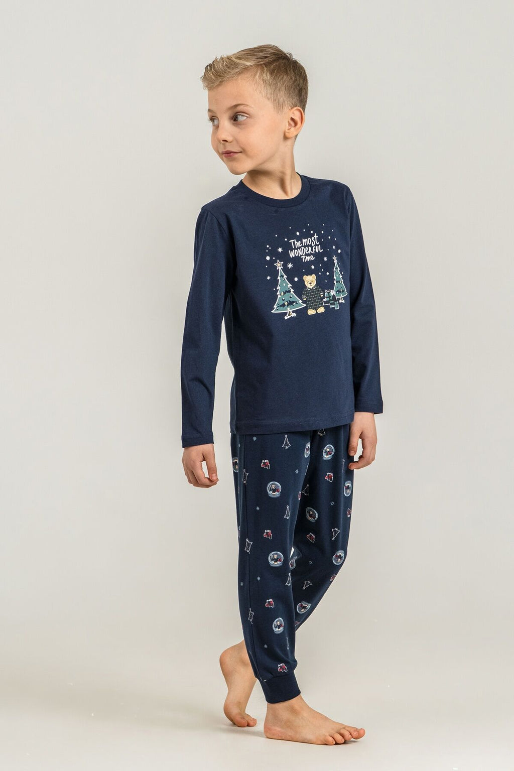 Rolypoly The Most Wonderful Time Baba Oğul Lacivert Uzun Kol Pijama Takım RP3937-A-V1