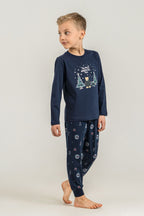 Rolypoly The Most Wonderful Time Baba Oğul Lacivert Uzun Kol Pijama Takım RP3937-A-V1