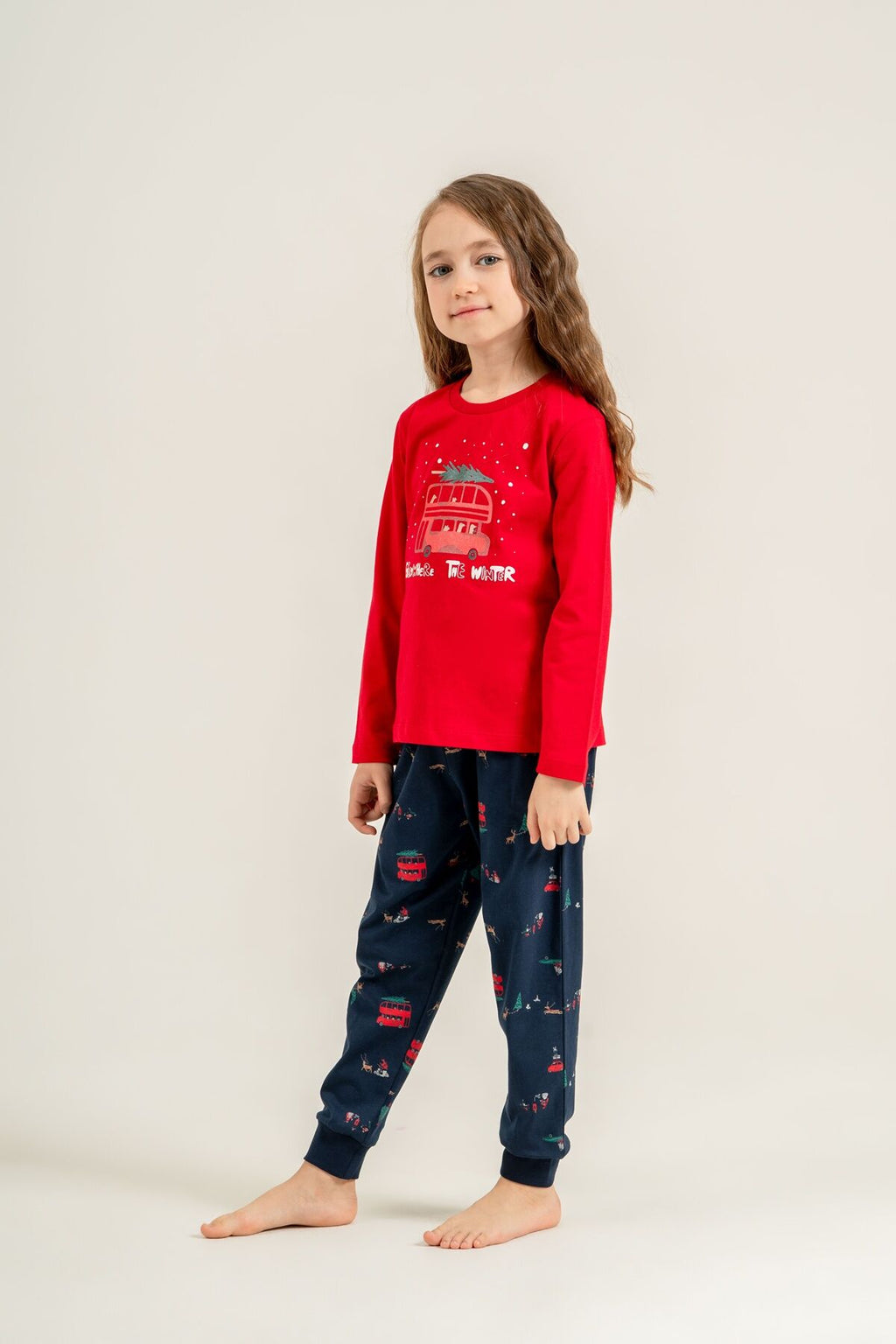 Rolypoly Winter Everywhere Anne Kız Kırmızı Uzun Kol Pijama Takım RP3938-A-V1