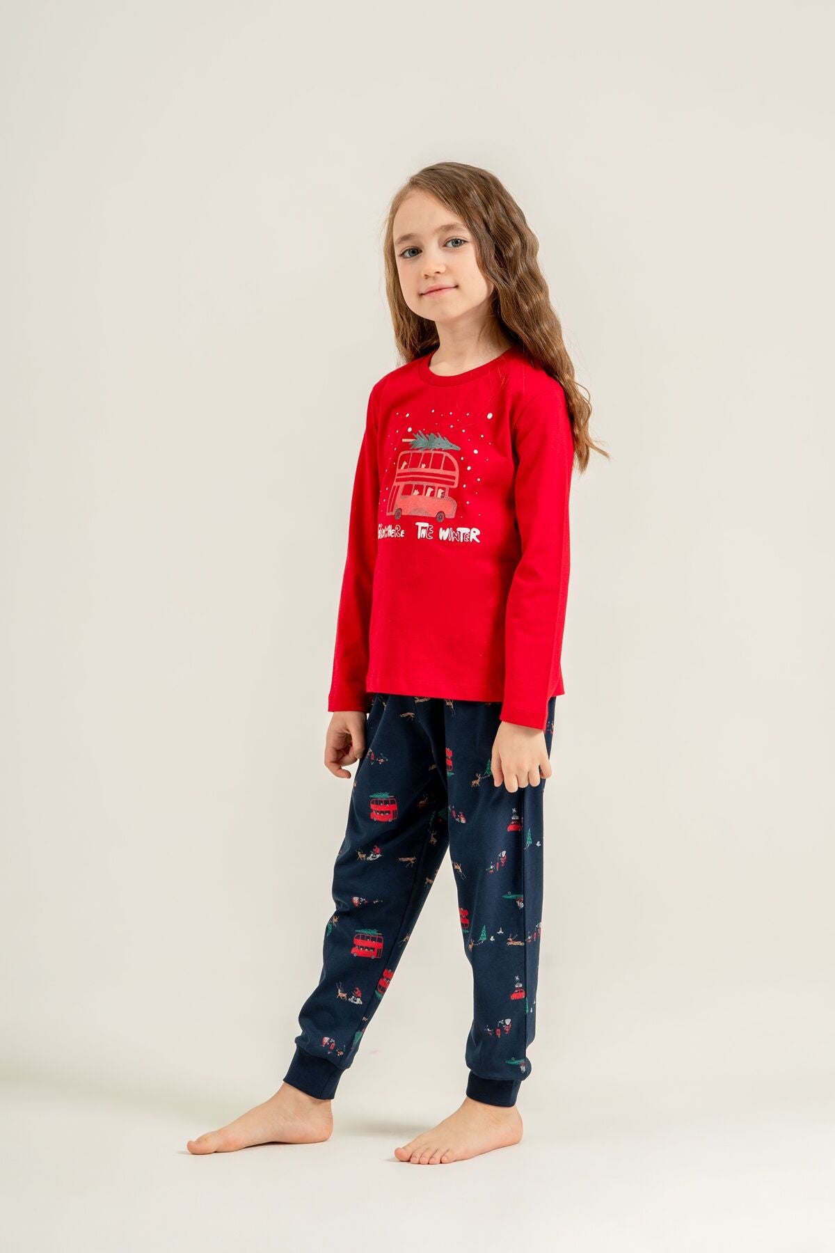 Rolypoly Winter Everywhere Anne Kız Kırmızı Uzun Kol Pijama Takım RP3938-A-V1 Ürün ikincil görseli