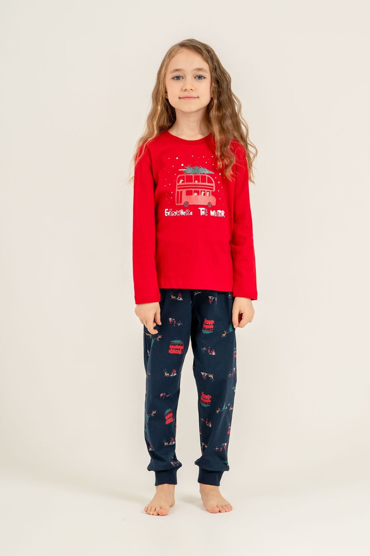 Rolypoly Winter Everywhere Anne Kız Kırmızı Uzun Kol Pijama Takım RP3938-A-V1