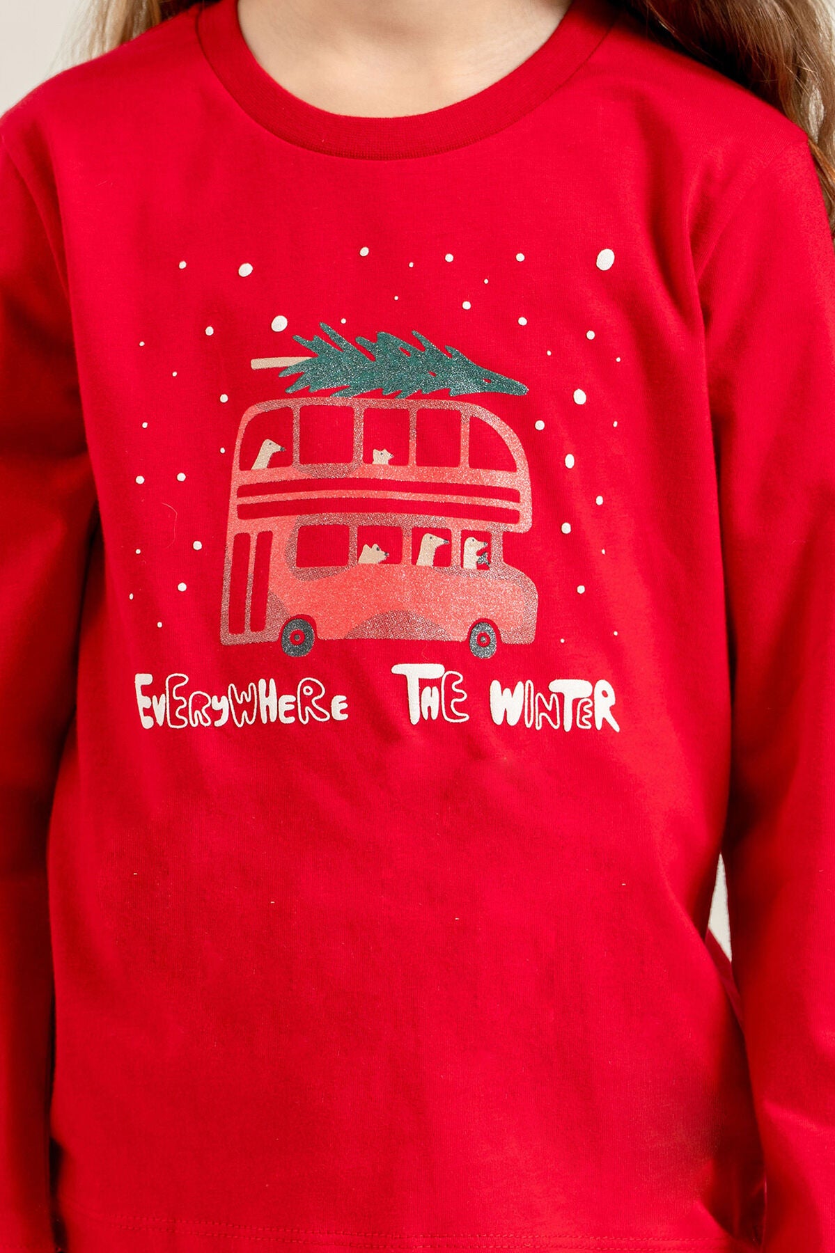 Rolypoly Winter Everywhere Anne Kız Kırmızı Uzun Kol Pijama Takım RP3938-A-V1