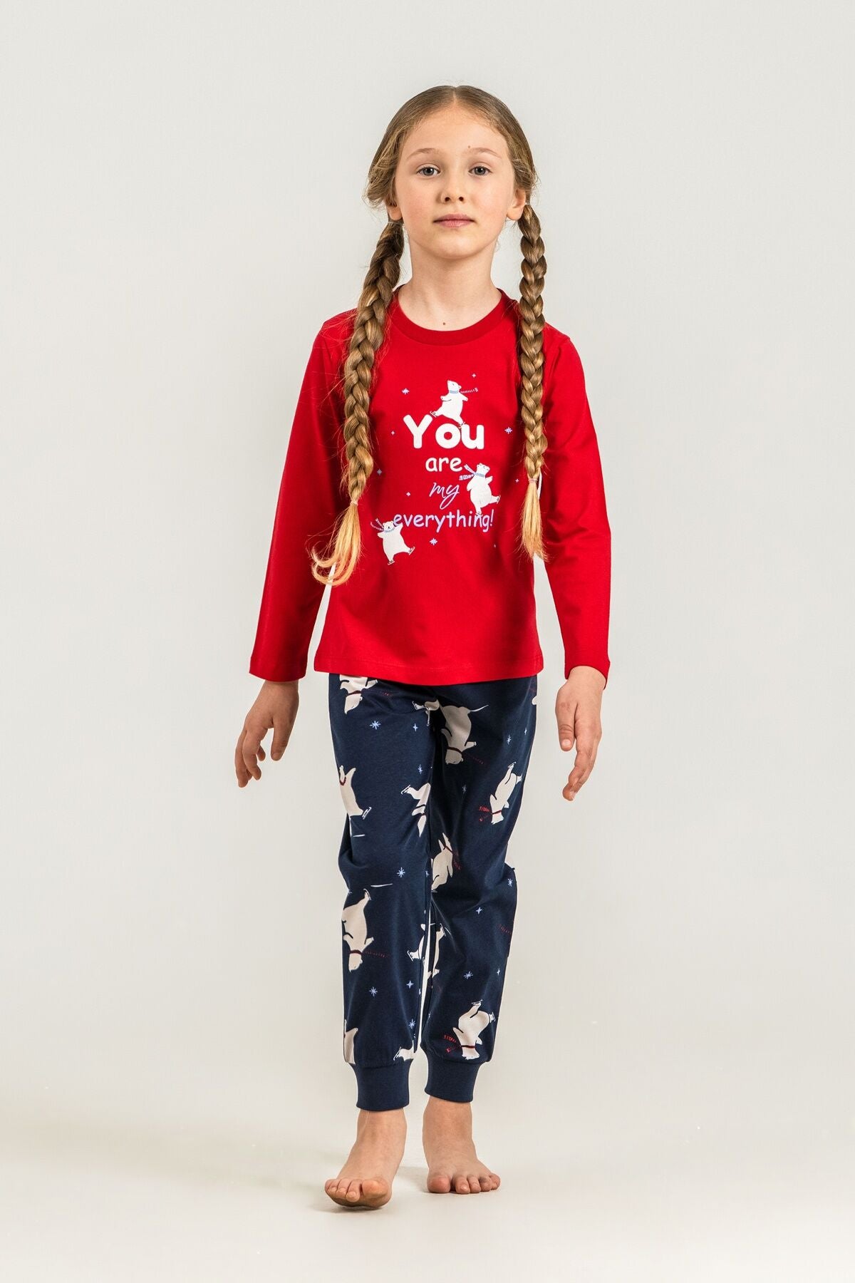 Rolypoly You Are My Everything Anne Kız Kırmızı Uzun Kol Pijama Takım RP3930-A-V1 Ürün ikincil görseli