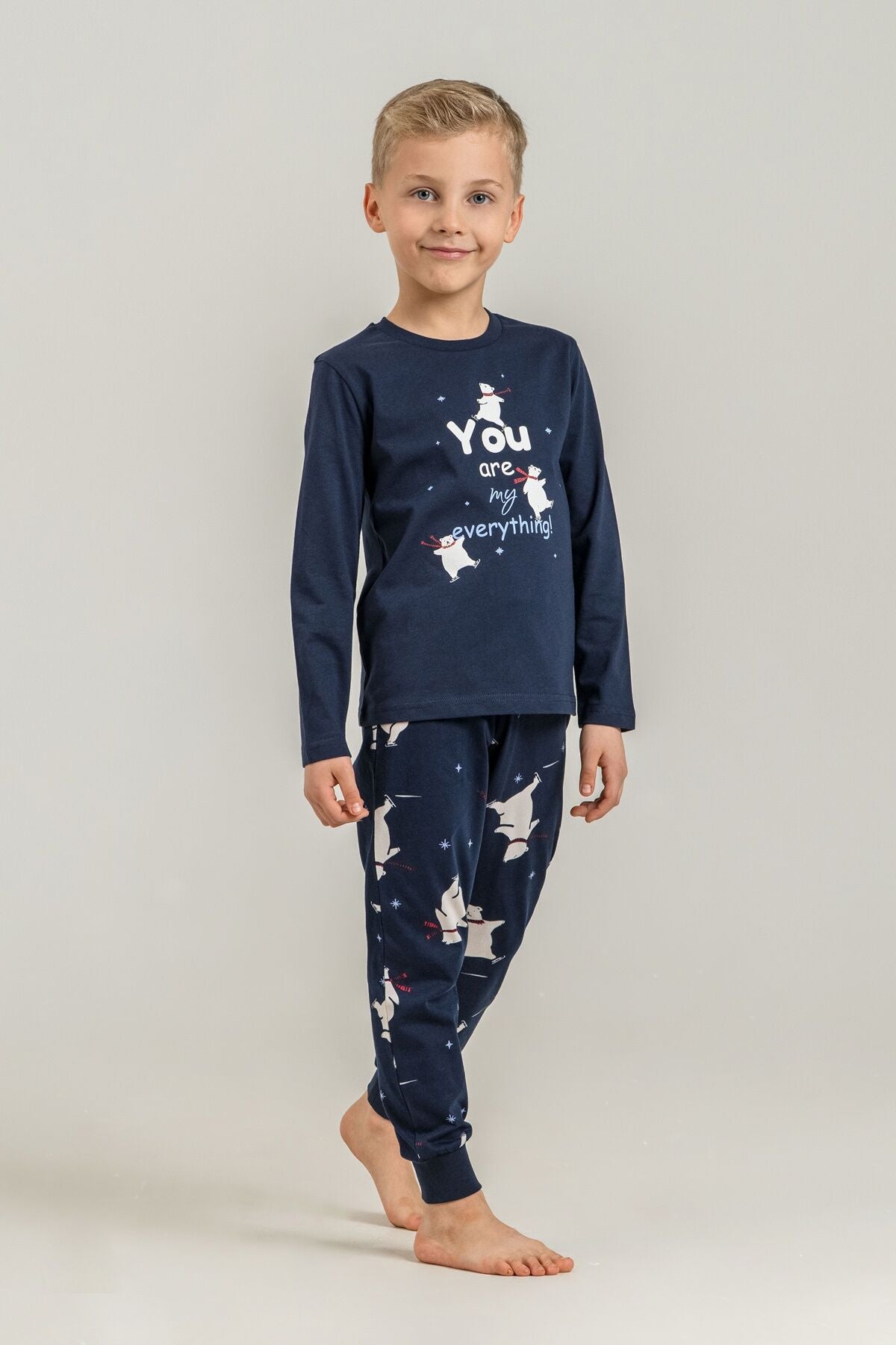 Rolypoly You Are My Everything Baba Oğul Lacivert Uzun Kol Pijama Takım RP3931-A-V1