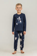 Rolypoly You Are My Everything Baba Oğul Lacivert Uzun Kol Pijama Takım RP3931-A-V1