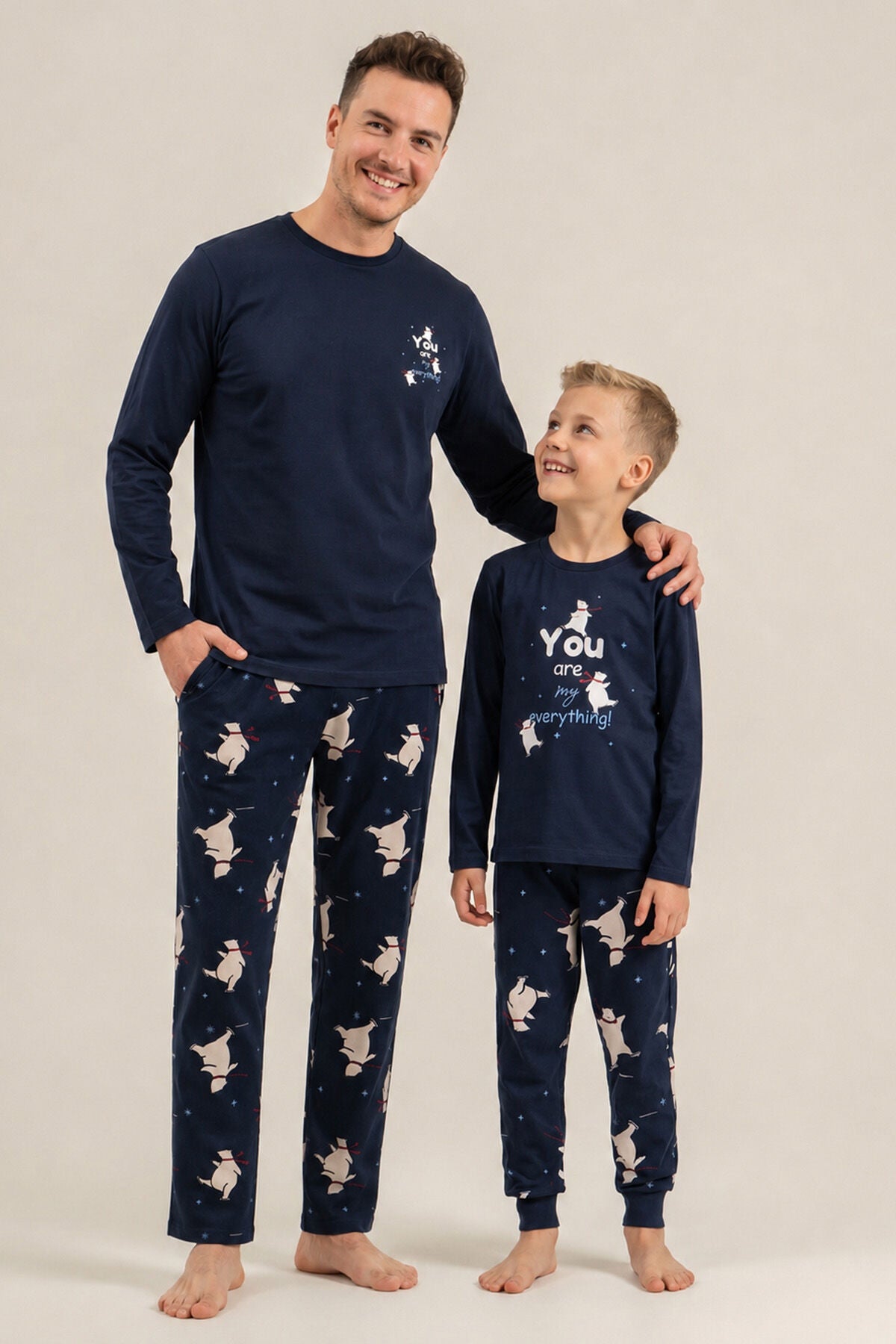 Rolypoly You Are My Everything Baba Oğul Lacivert Uzun Kol Pijama Takım RP3931-A-V1 Ürün ana görseli