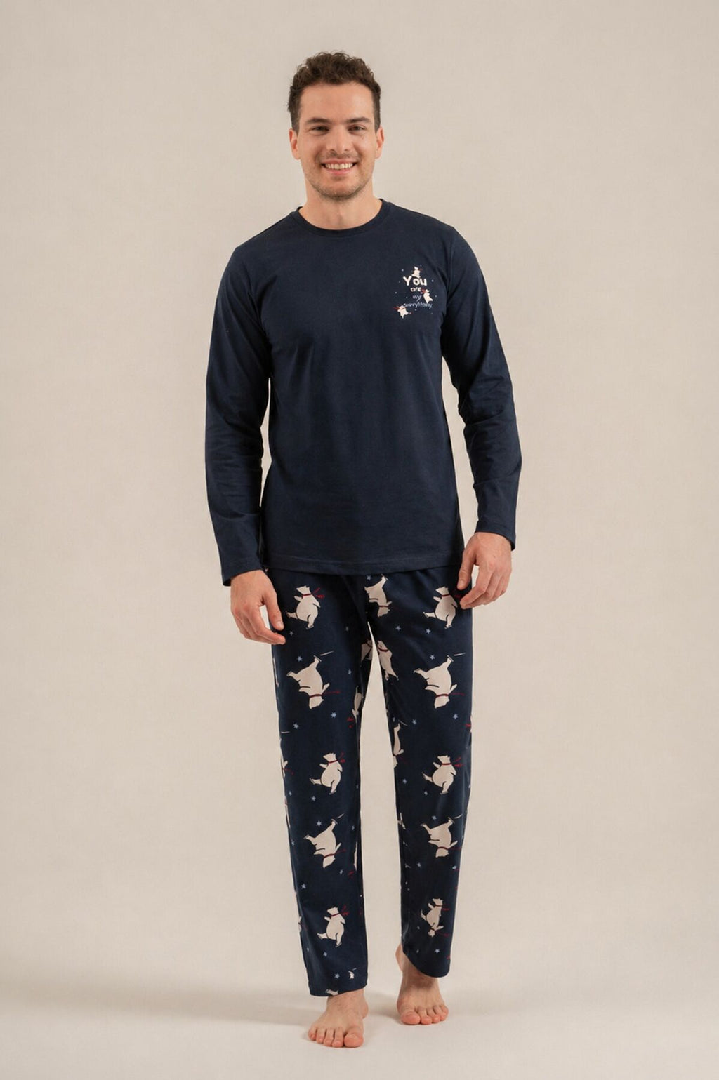 Rolypoly You Are My Everything Baba Oğul Lacivert Uzun Kol Pijama Takım RP3931-A-V1