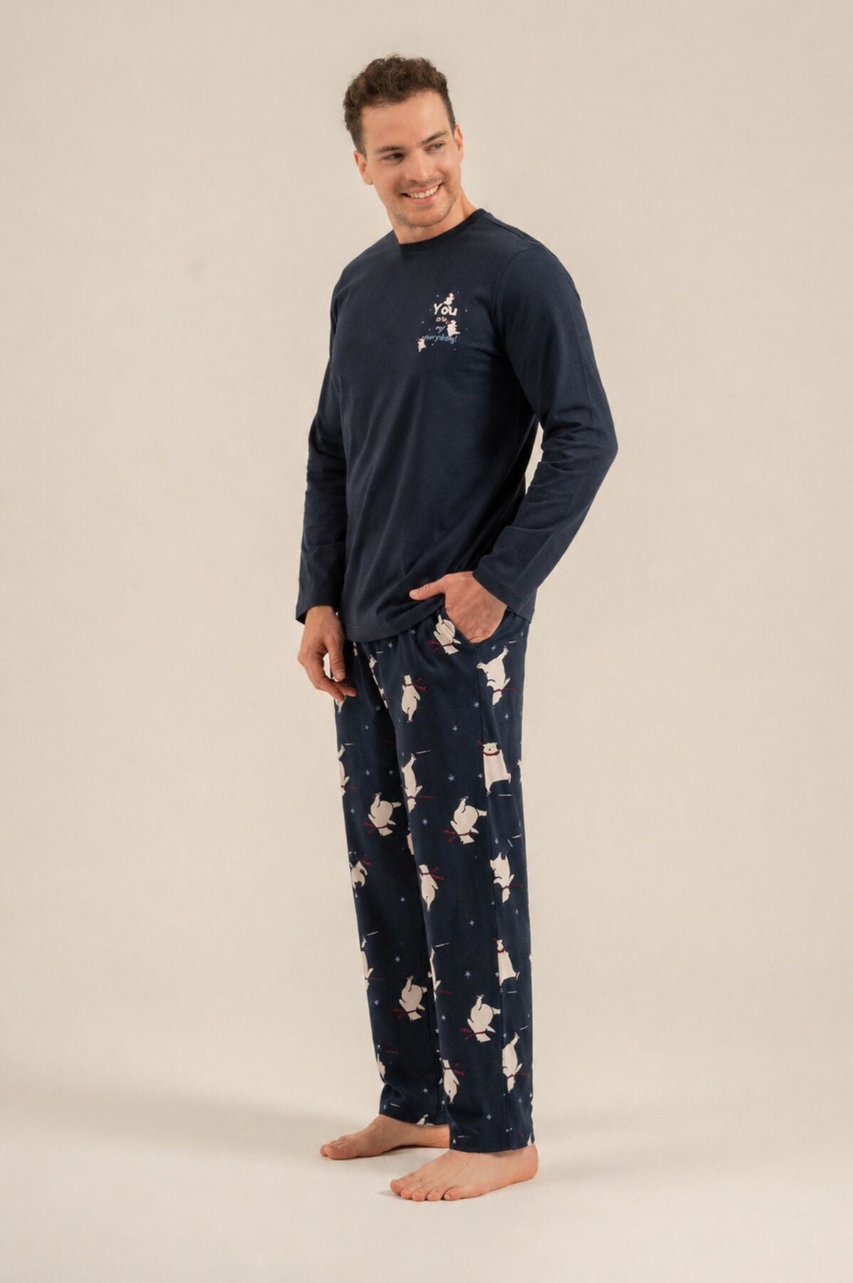 Rolypoly You Are My Everything Baba Oğul Lacivert Uzun Kol Pijama Takım RP3931-A-V1