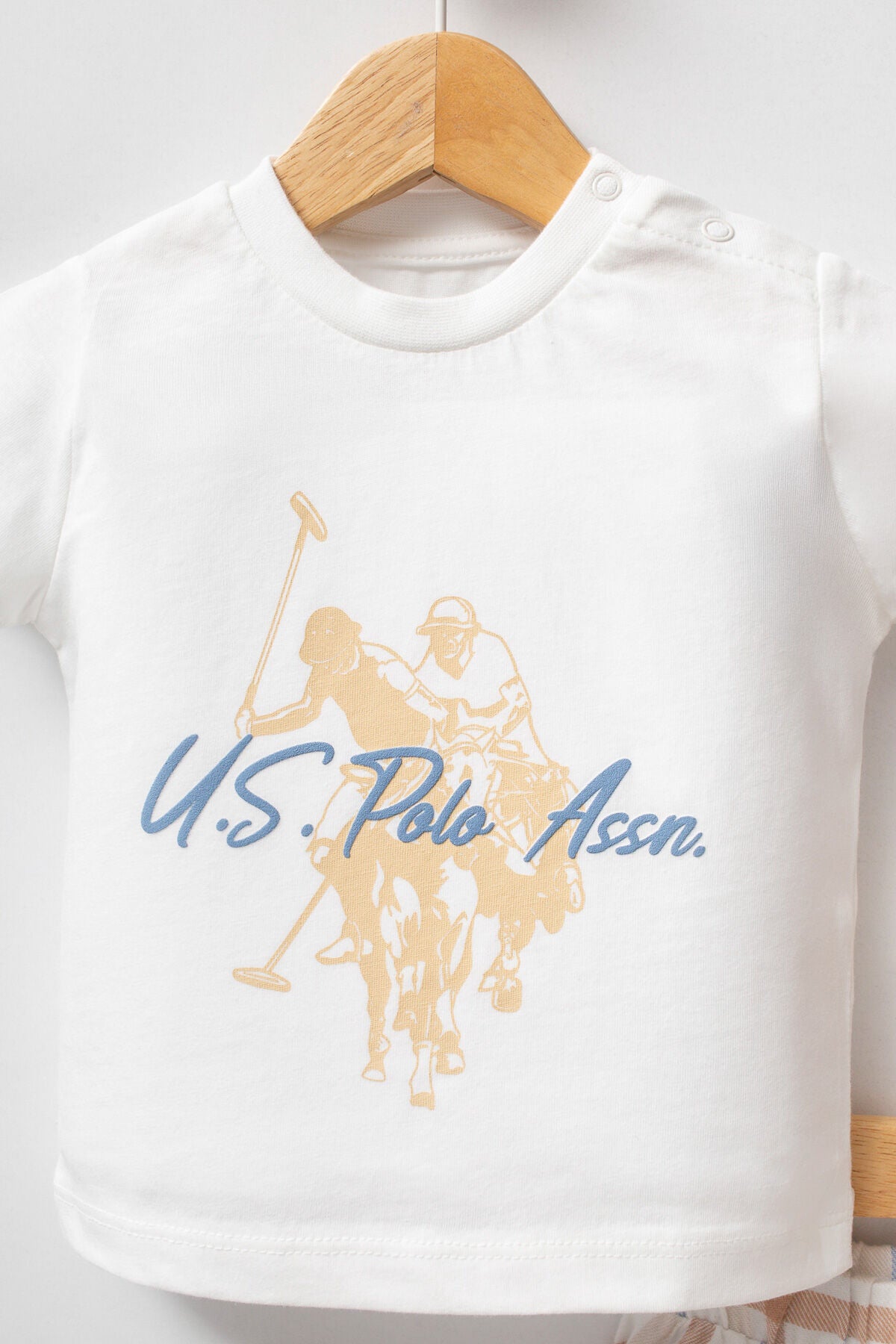 U.S. Polo Assn. Erkek Bebek Bisiklet Yaka Pigment Baskılı Yazlık Regular Fit Beyaz Bebek Takımı USB2349-C-V1 Ürün ikincil görseli