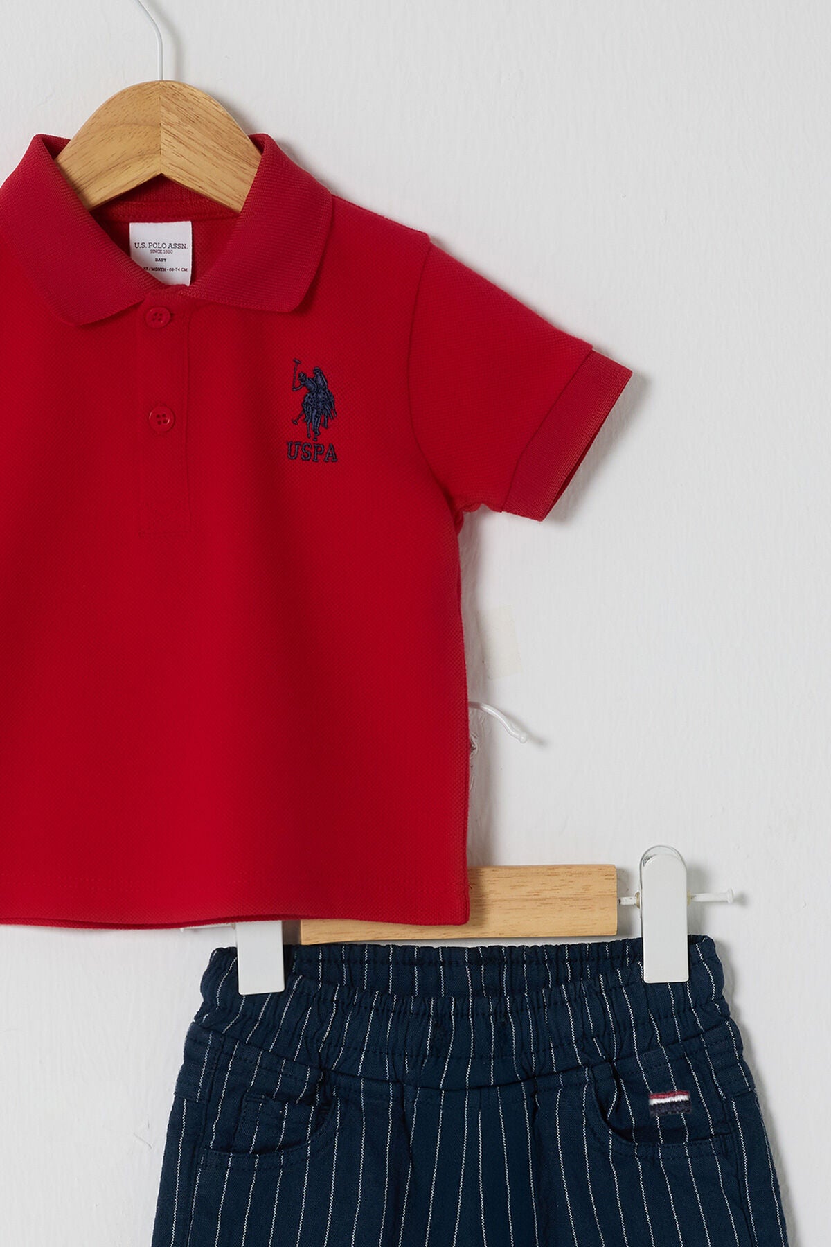 U.S. Polo Assn. Erkek Bebek Polo Yaka Pigment Baskılı Yazlık Regular Fit Kırmızı Bebek Takımı USB2631-C-V1 Ürün ikincil görseli
