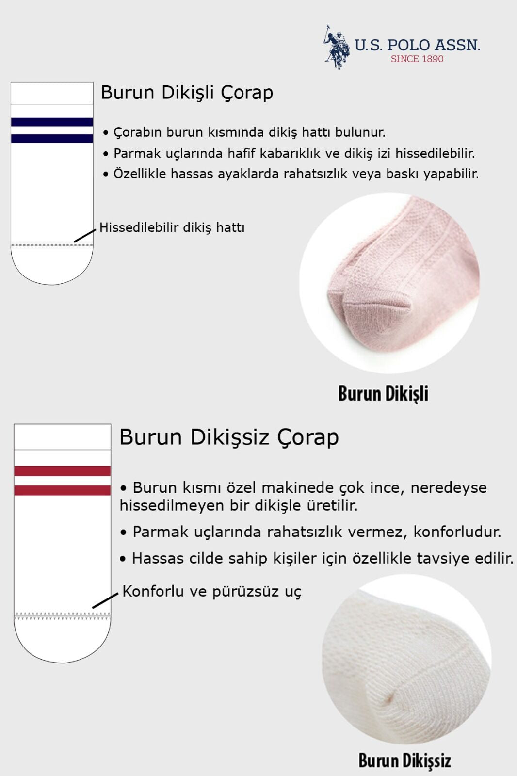 U.S. Polo Assn. Erkek Bebek Pigment Baskılı Kışlık Regular Fit Lacivert Çorap USB966-B-V1 Ürün ikincil görseli
