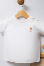 U.S. Polo Assn. Kız Bebek Bisiklet Yaka Pigment Baskılı Yazlık Regular Fit Beyaz Bebek Takımı USB2382-C-V1