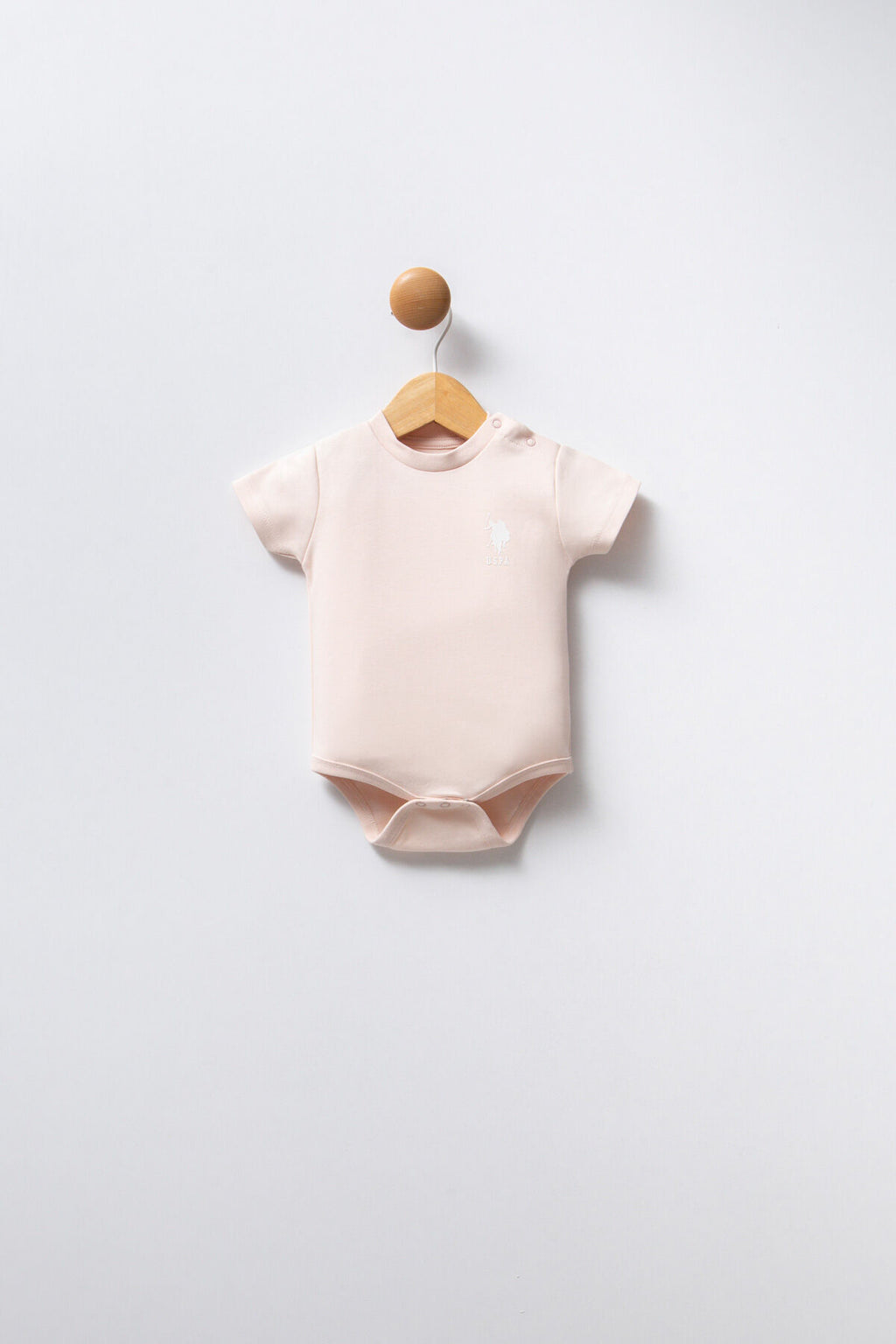 U.S. Polo Assn. Kız Bebek Bisiklet Yaka Pigment Baskılı Yazlık Regular Fit Pembe Badi Zıbın USB2353-C-V1