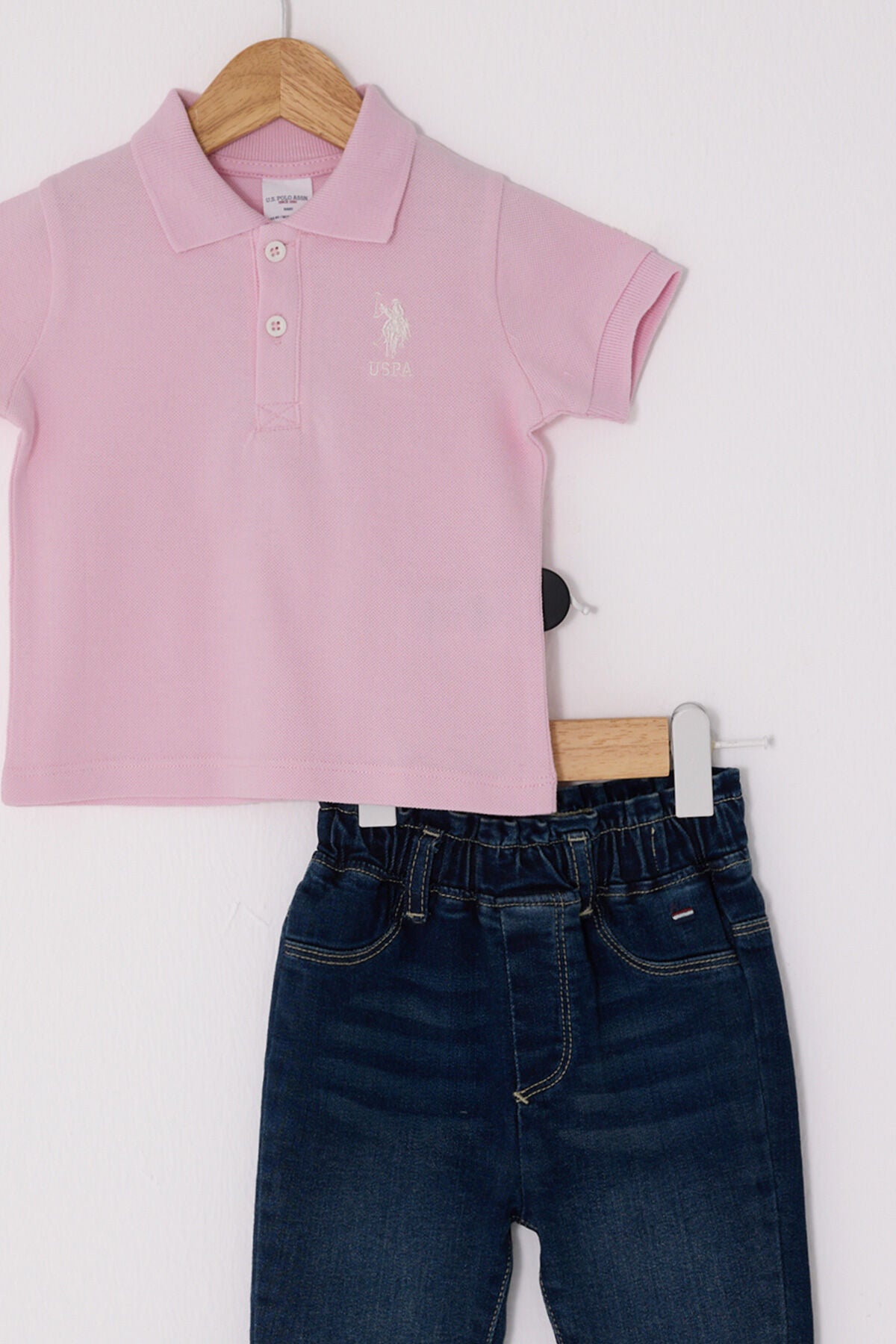 U.S. Polo Assn. Kız Bebek Polo Yaka Pigment Baskılı Yazlık Regular Fit Pembe Bebek Takımı USB2637-C-V1 Ürün ikincil görseli