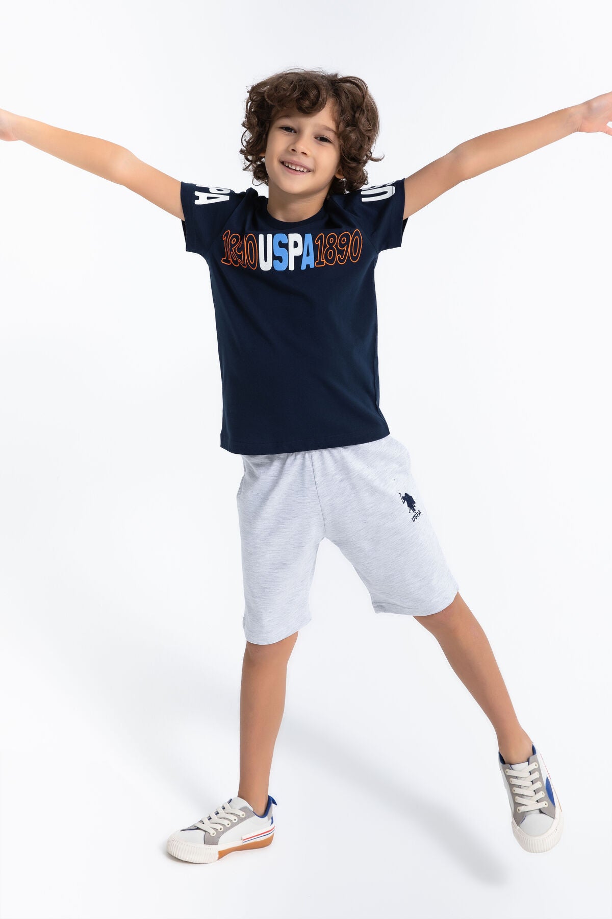U.S. Polo Assn. Erkek Çocuk Bisiklet Yaka Pigment Baskılı Yazlık Regular Fit Lacivert Bermuda Takım US1018-C-V-1 Ürün ikincil görseli