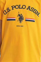 U.S. Polo Assn. Erkek Çocuk Bisiklet Yaka Pigment Baskılı Yazlık Regular Fit Sarı Bermuda Takım US1027-C-V-1