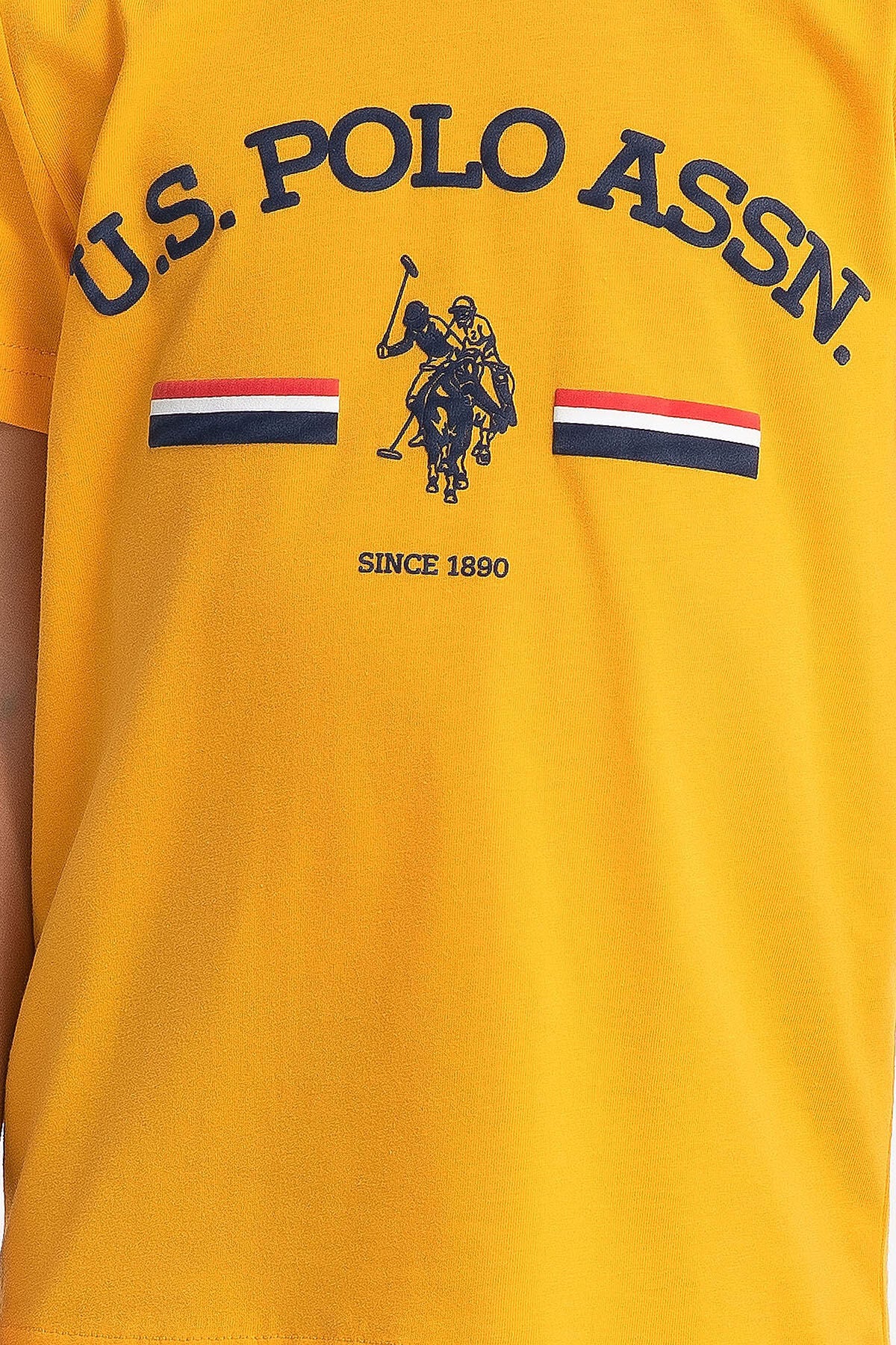 U.S. Polo Assn. Erkek Çocuk Bisiklet Yaka Pigment Baskılı Yazlık Regular Fit Sarı Bermuda Takım US1027-C-V-1