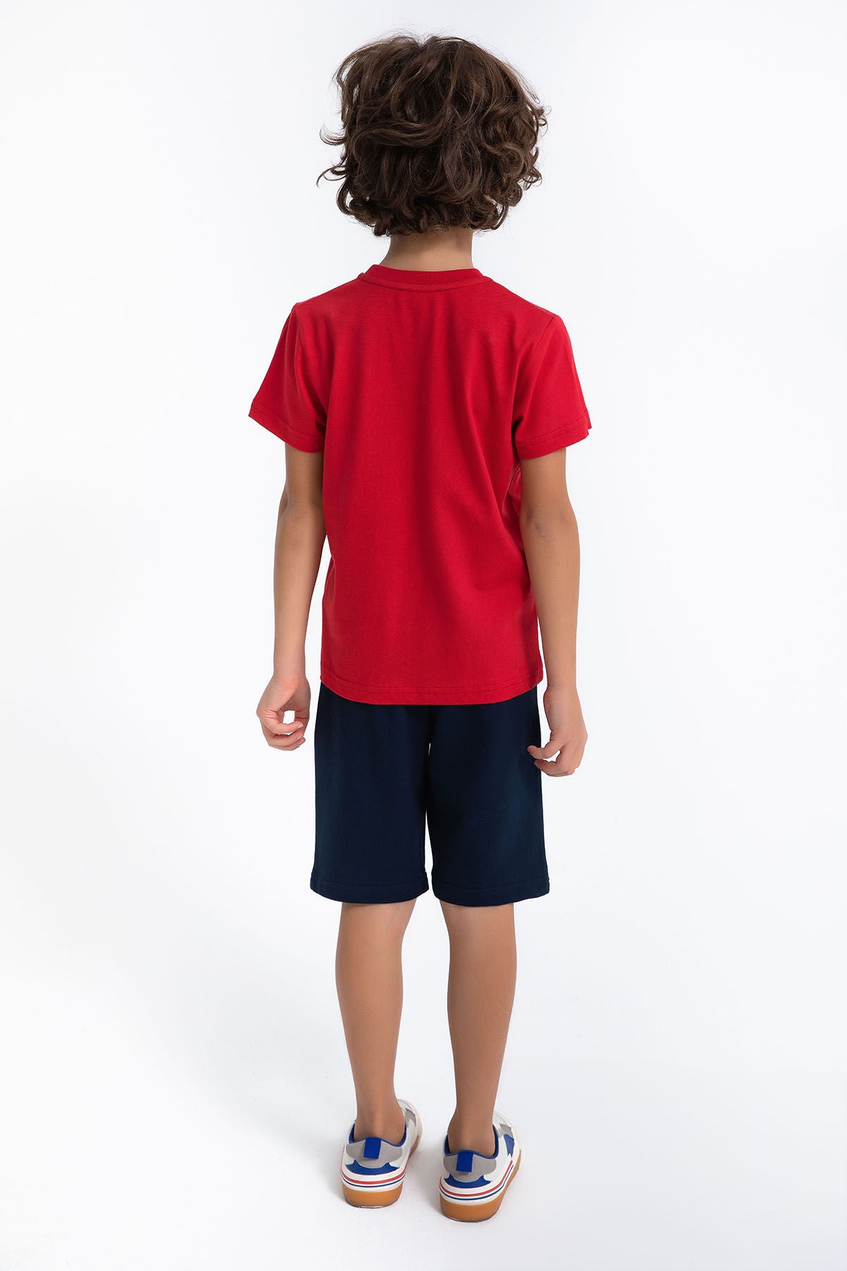 U.S. Polo Assn. Erkek Çocuk Bisiklet Yaka Pigment Baskılı Yazlık Regular Fit Kırmızı Bermuda Takım US1027-C-V-2