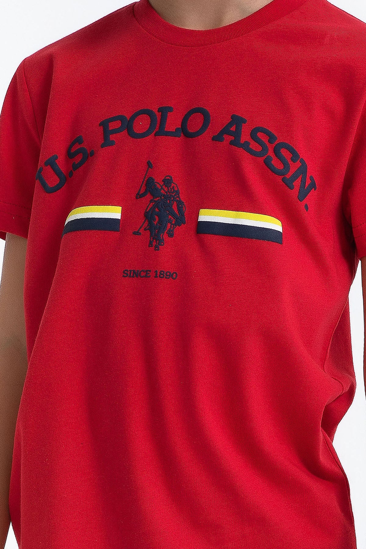 U.S. Polo Assn. Erkek Çocuk Bisiklet Yaka Pigment Baskılı Yazlık Regular Fit Kırmızı Bermuda Takım US1027-C-V-2