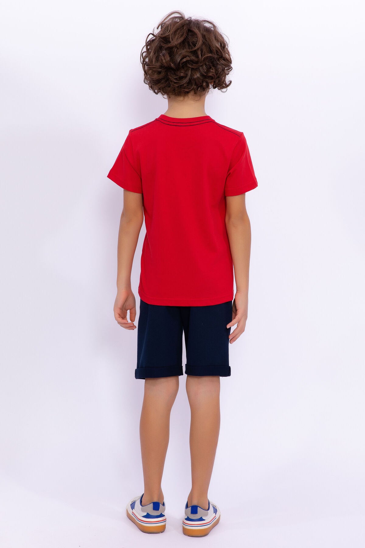 U.S. Polo Assn. Erkek Çocuk Bisiklet Yaka Pigment Baskılı Yazlık Regular Fit Kırmızı Bermuda Takım US1015-C-V-4