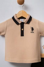 U.S. Polo Assn. Erkek Bebek Polo Yaka Pigment Baskılı Yazlık Regular Fit Beyaz Bebek Takımı USB2339-C-V6