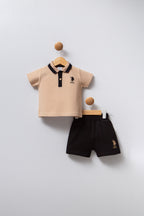 U.S. Polo Assn. Erkek Bebek Polo Yaka Pigment Baskılı Yazlık Regular Fit Beyaz Bebek Takımı USB2339-C-V6