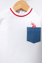 U.S. Polo Assn. Erkek Bebek Polo Yaka Pigment Baskılı Yazlık Regular Fit Beyaz Bebek Takımı USB2348-C-V1