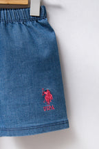 U.S. Polo Assn. Erkek Bebek Polo Yaka Pigment Baskılı Yazlık Regular Fit Beyaz Bebek Takımı USB2348-C-V1