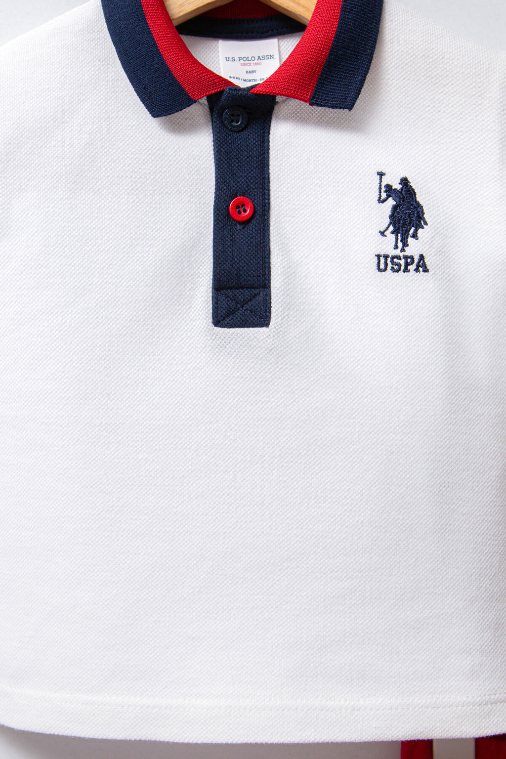 U.S. Polo Assn. Erkek Bebek Polo Yaka Pigment Baskılı Yazlık Regular Fit Beyaz Bebek Takımı USB2339-C-V4