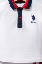 U.S. Polo Assn. Erkek Bebek Polo Yaka Pigment Baskılı Yazlık Regular Fit Beyaz Bebek Takımı USB2339-C-V4