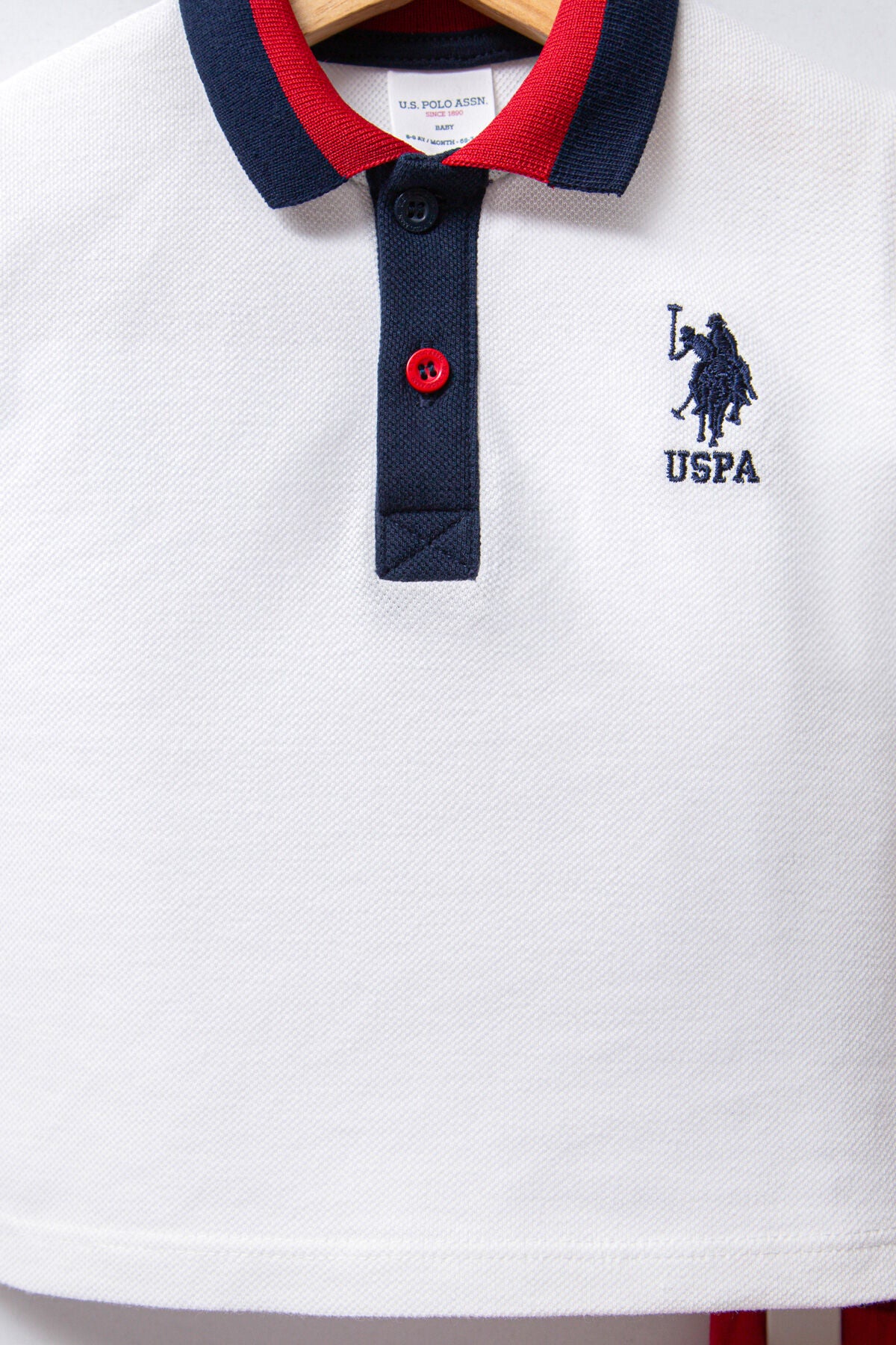 U.S. Polo Assn. Erkek Bebek Polo Yaka Pigment Baskılı Yazlık Regular Fit Beyaz Bebek Takımı USB2339-C-V4