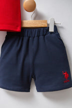 U.S. Polo Assn. Erkek Bebek Polo Yaka Pigment Baskılı Yazlık Regular Fit Kırmızı Bebek Takımı USB2339-C-V3