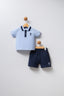 U.S. Polo Assn. Erkek Bebek Polo Yaka Pigment Baskılı Yazlık Regular Fit Mavi Bebek Takımı USB2339-C-V1
