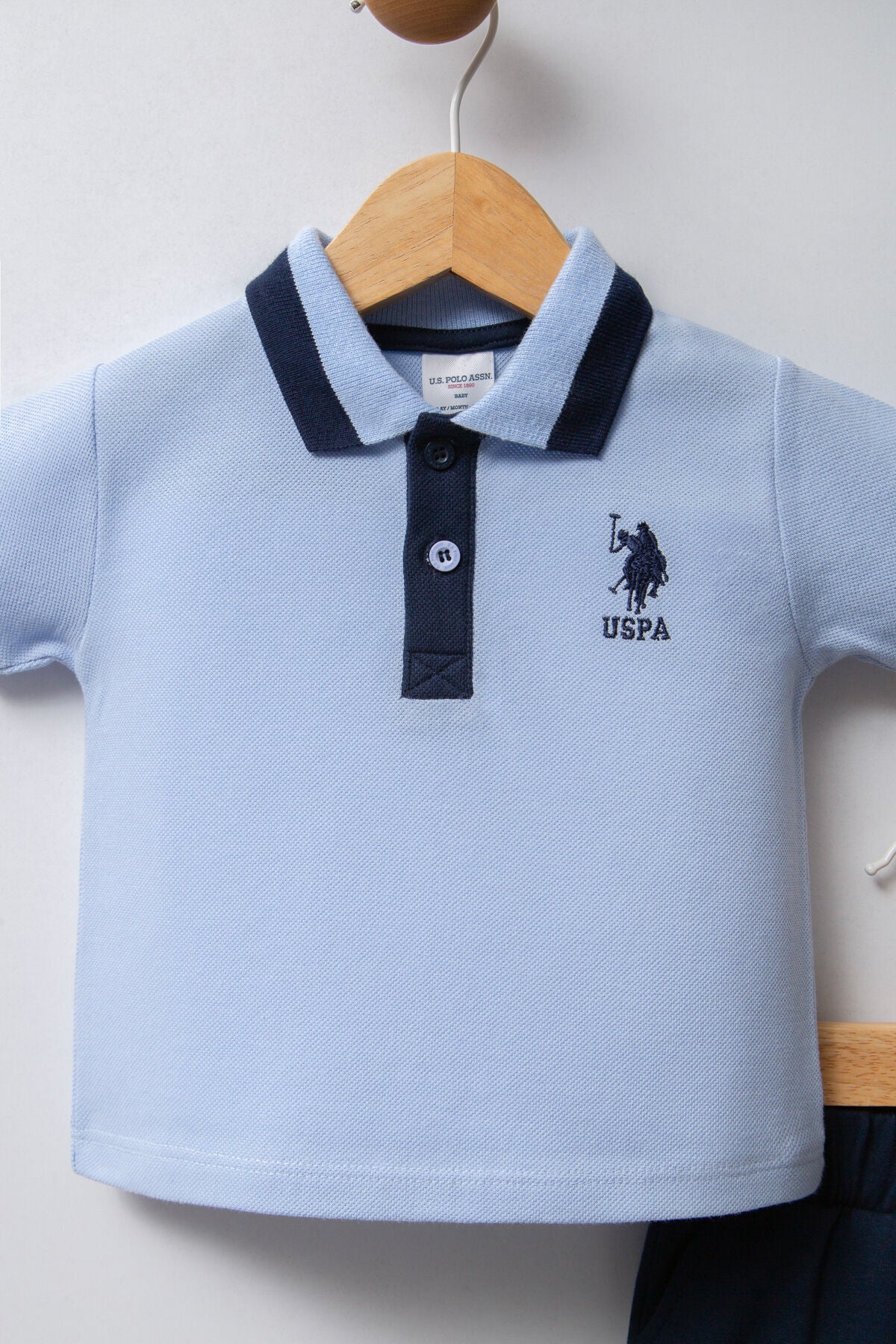 U.S. Polo Assn. Erkek Bebek Polo Yaka Pigment Baskılı Yazlık Regular Fit Mavi Bebek Takımı USB2339-C-V1 Ürün ikincil görseli