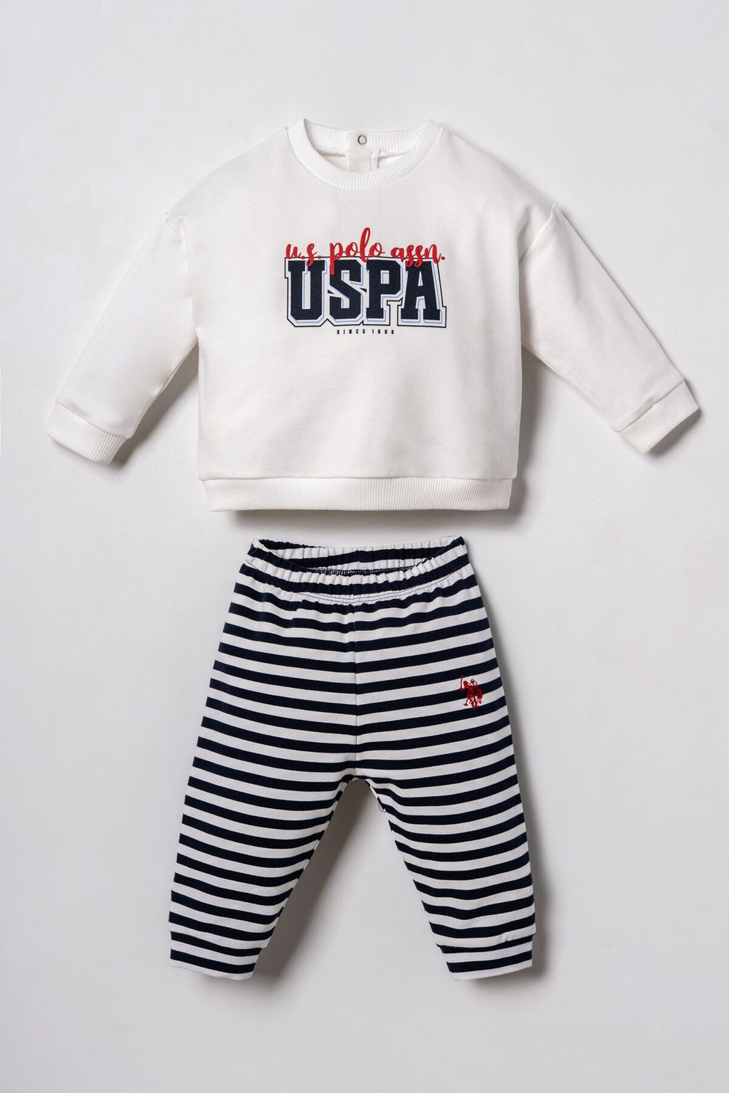 U.S. Polo Assn. Erkek Bebek Baskılı Beyaz Uzun Kol Pijama Takım USB3162-C-V1