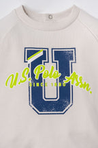 U.S. Polo Assn. Erkek Bebek Baskılı Beyaz Uzun Kol Pijama Takım USB3165-C-V2