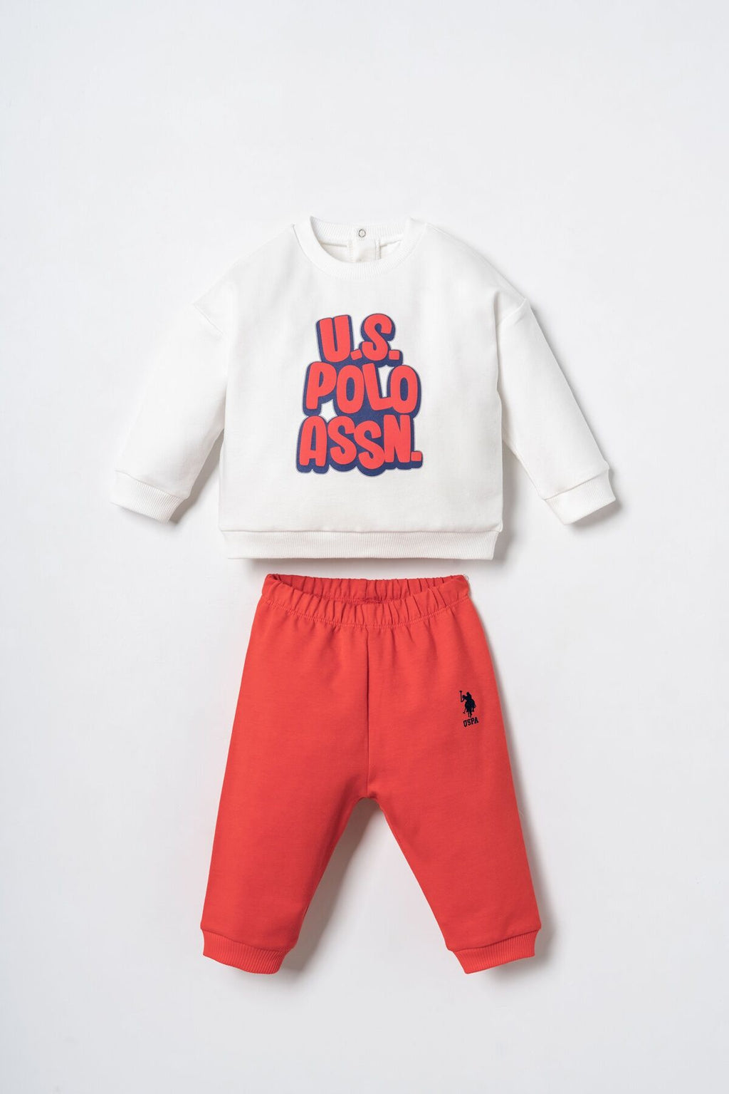 U.S. Polo Assn. Erkek Bebek Baskılı Beyaz Uzun Kol Pijama Takım USB3173-C-V1