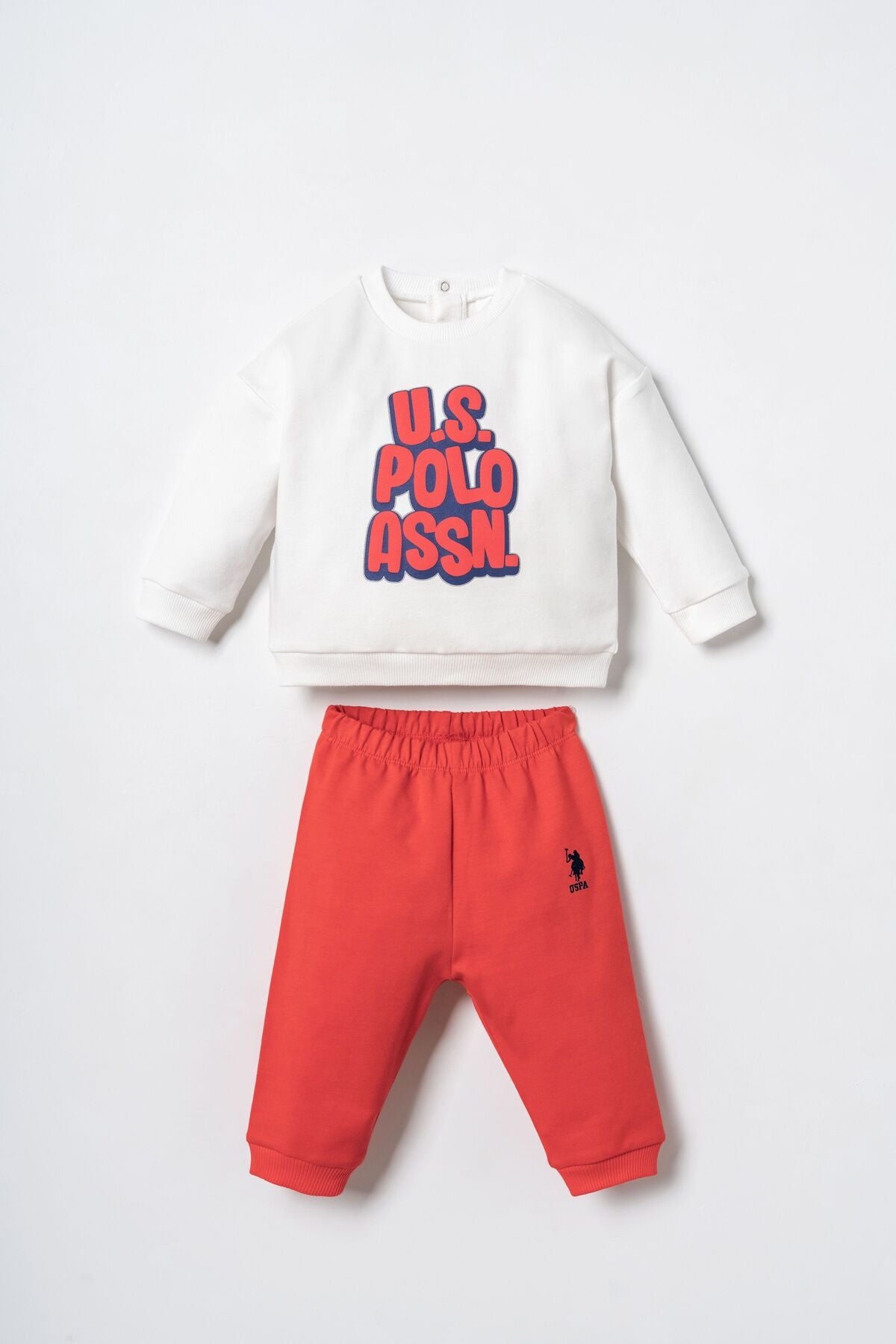 U.S. Polo Assn. Erkek Bebek Baskılı Beyaz Uzun Kol Pijama Takım USB3173-C-V1