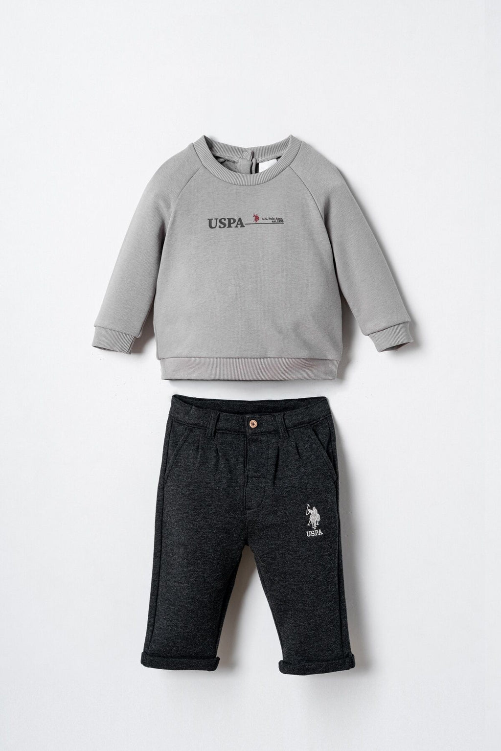 U.S. Polo Assn. Erkek Bebek Baskılı Gri Uzun Kol Pijama Takım USB3155-C-V1
