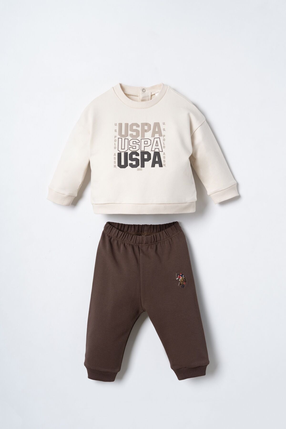 U.S. Polo Assn. Erkek Bebek Baskılı Krem Uzun Kol Pijama Takım USB3180-C-V1 Ürün ana görseli