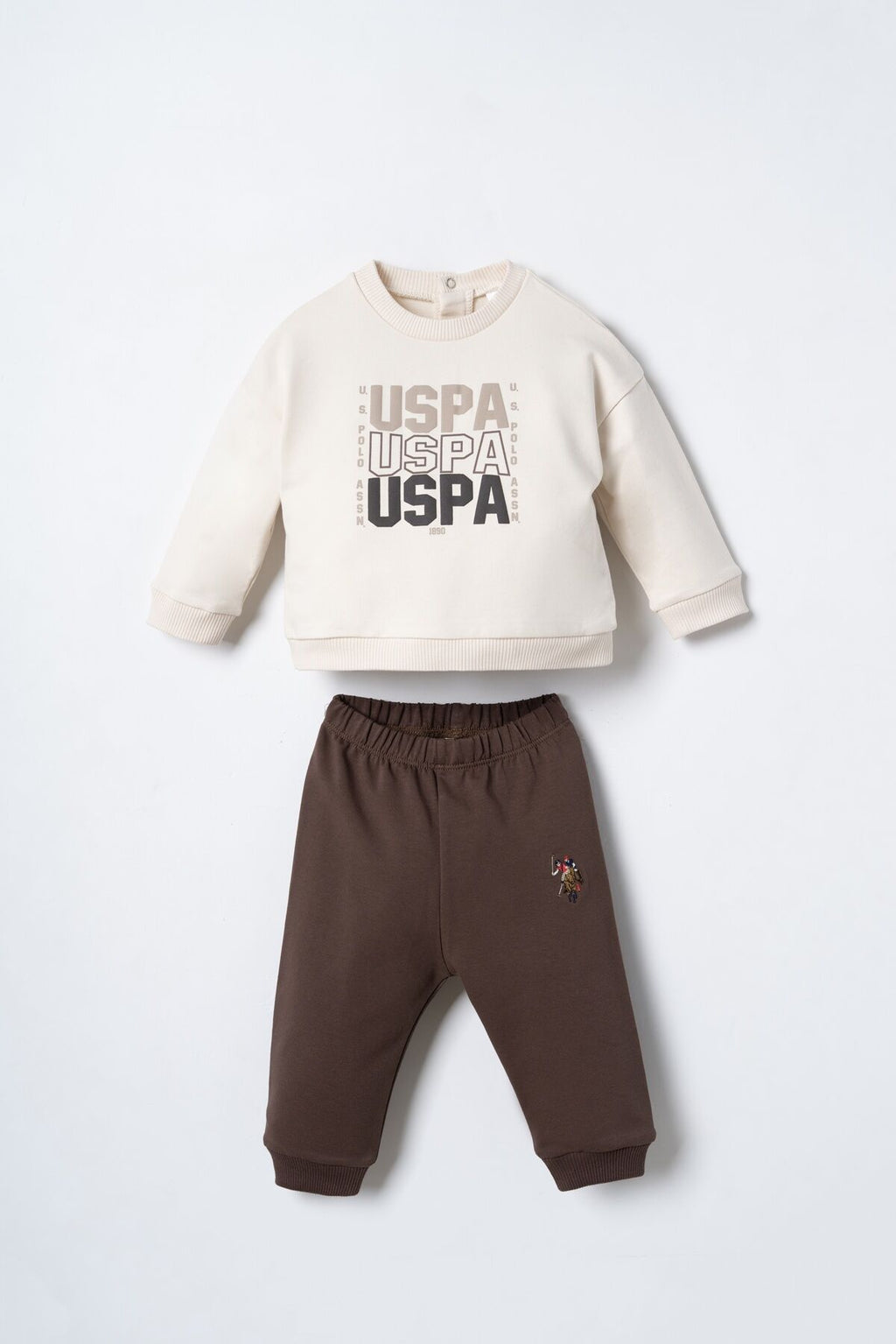 U.S. Polo Assn. Erkek Bebek Baskılı Krem Uzun Kol Pijama Takım USB3180-C-V1