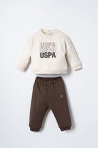 U.S. Polo Assn. Erkek Bebek Baskılı Krem Uzun Kol Pijama Takım USB3180-C-V1