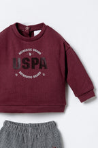 U.S. Polo Assn. Erkek Bebek Baskılı Mor Uzun Kol Pijama Takım USB3153-C-V1