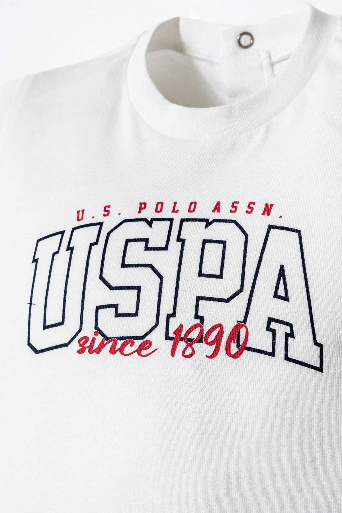 U.S. Polo Assn. Erkek Bebek Bisiklet Yaka Nakışlı Yazlık Regular Fit Beyaz Bebek Takımı USB2873-C-V2